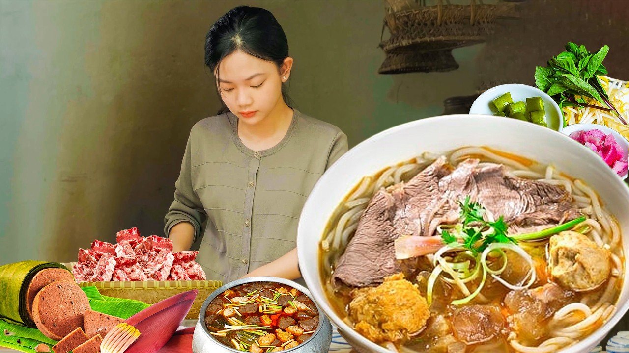 Harvest fresh ingredients sell at market cook hearty homemade noodle soup! | Lam Anh New Life