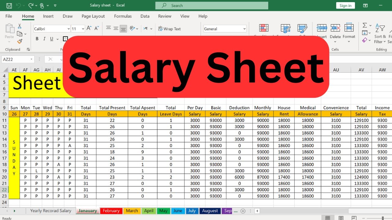 How to Create an Automatic Employee Salary Sheet with Attendance in Excel