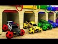 Learn Colors Assembly Tyres Police Cars Truck Jeeps Soccer Balls Wheel Stick   Cartoon for Children