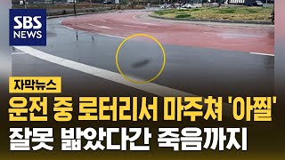 운전 중 로터리서 마주쳐 '아찔'...잘못 밟았다간 죽음까지 (자막뉴스) / SBS