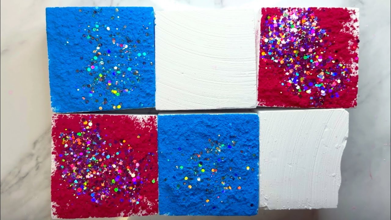 Red, White & Blue Fresh Gym Chalk Blocks with Holi Powder & Glitter ...