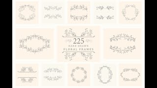 Hand drawn floral frames Bundle Stock Graphics Download