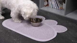 Genius Ideas Alfombra para el cuenco de la comida del gato