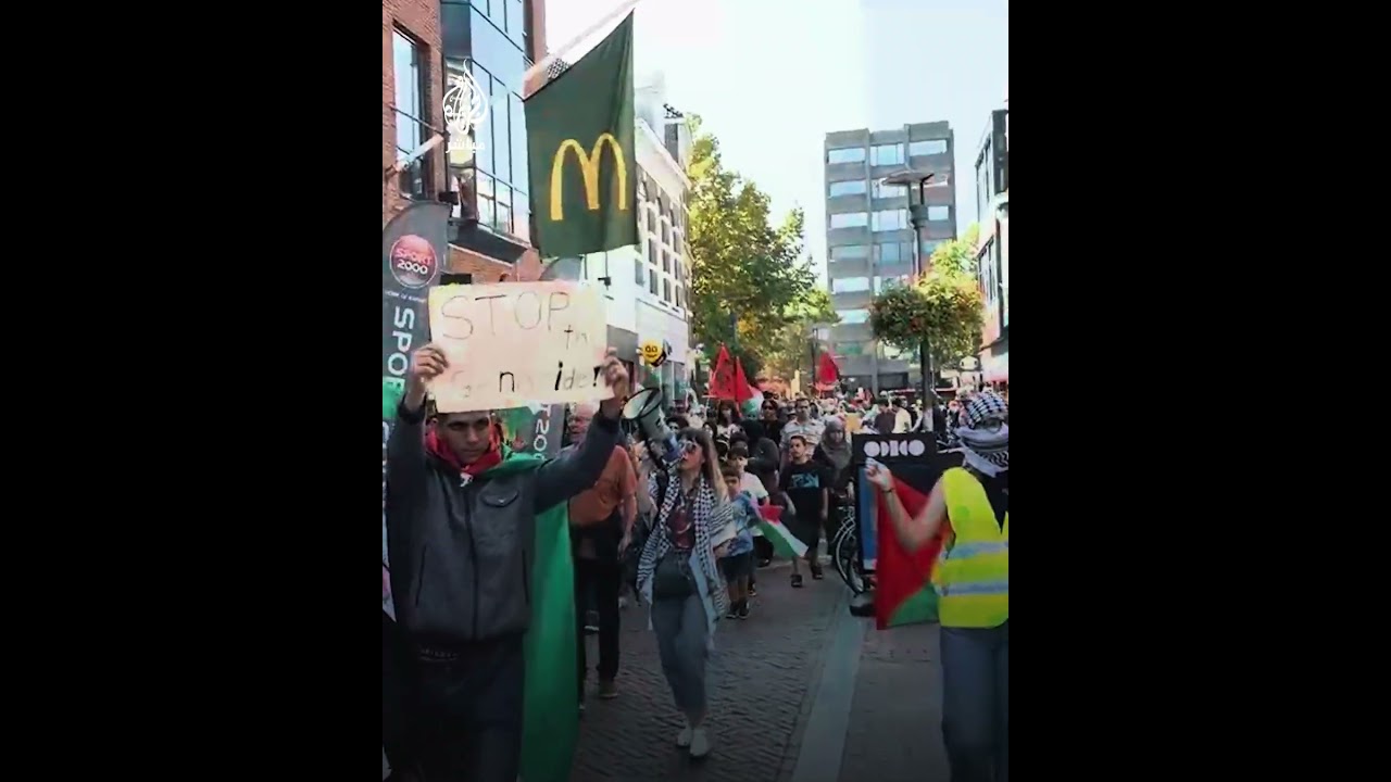 مناصرو فلسطين يتظاهرون في مدينة أمرسفورت الهولندية