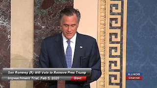 Republican Senator Mitt Romney Says He'll Vote to Remove Pres Trump