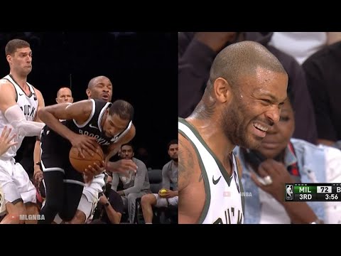 PJ Tucker getting heckled by KD's mom and tells her, "I love you." 😄 Nets vs Bucks