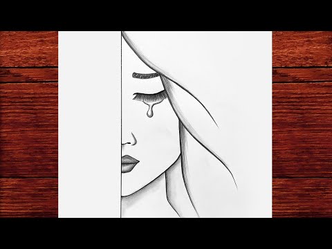 Çok Kolay Üzgün Kız Çizimi - Ağlayan Bir Kız Çizimi -  Güzel Bir Kız Nasıl Çizilir [ Girl Drawing ]