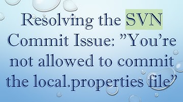 Resolving the SVN Commit Issue: "You