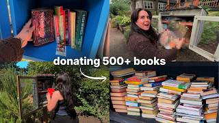little free library vlog | donating 500+ books, MASSIVE unhaul