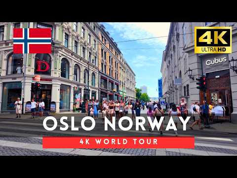 Norway walking tour - 2 hours Oslo downtown walk 4k 60fps