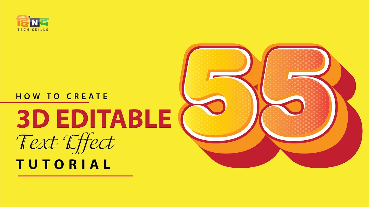 About 3D Editable Text Effect Adobe Illustrator Tutorial | 3D Editable ...
