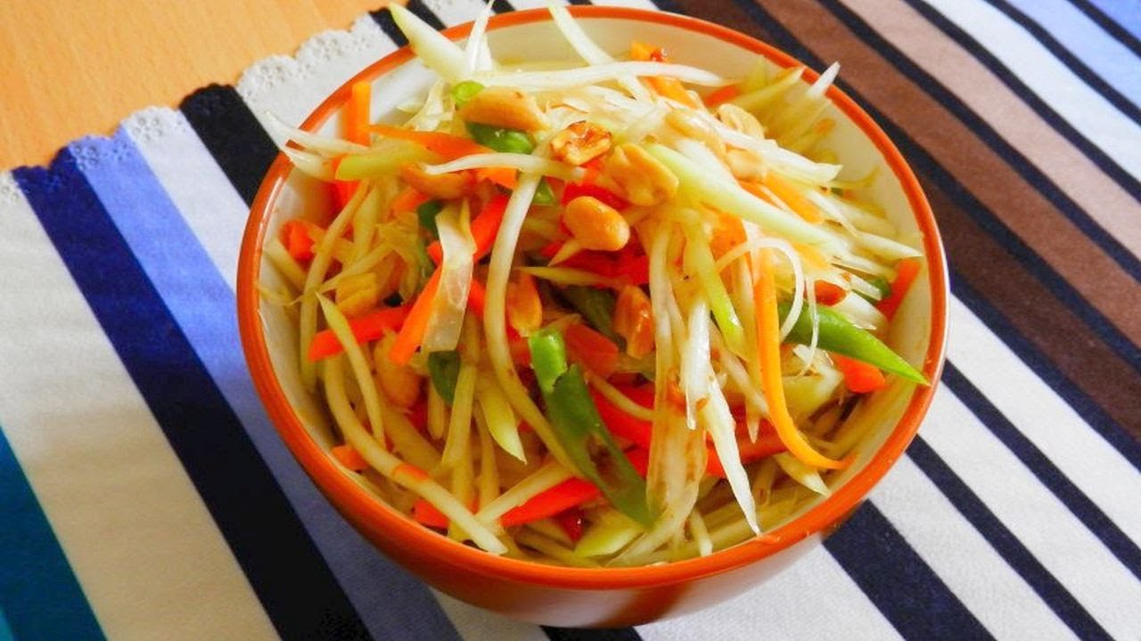 سوم تام التايلندية – سلطة البابايا الأخضرالحار– مطبخ تايلندي |   SOM TUM-GREEN PAPAYA SALAD