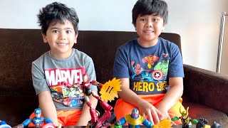 Troy and Izaak Pretend Play Hide and Seek with Marvel Superhero Toys TBTFUNTV