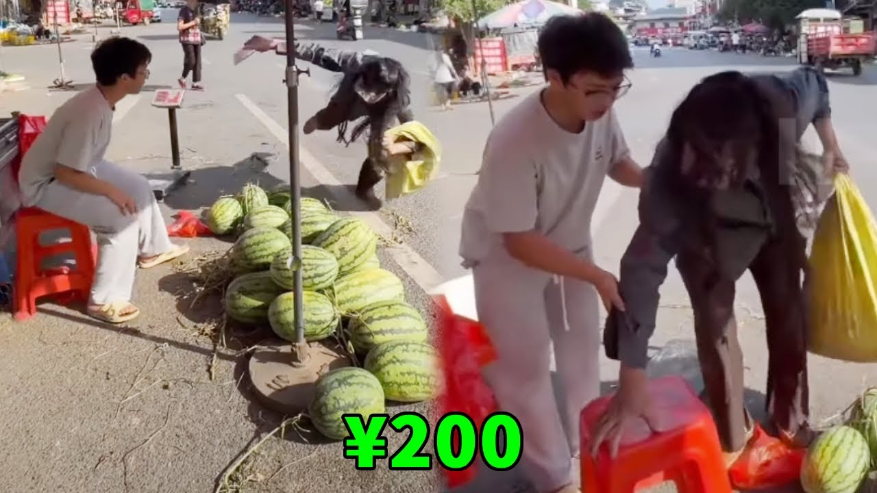 阿義假扮乞丐摔倒在小夥面前，小夥扶起阿義幫阿義買米粉吃，實在太感人了！ 【阿義走鄉村】