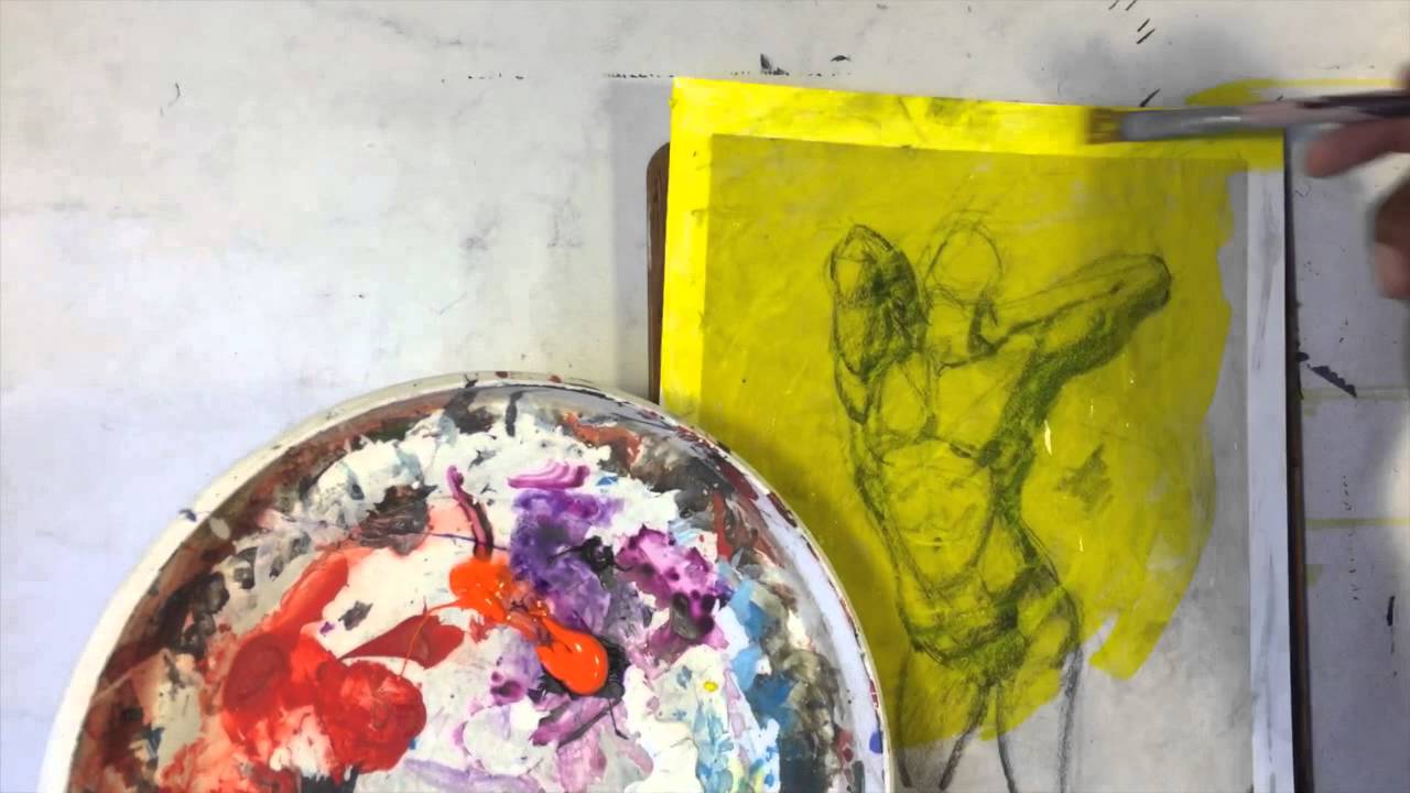 Gerimi Drawing Comics 080 Acrylic painting over charcoal figure