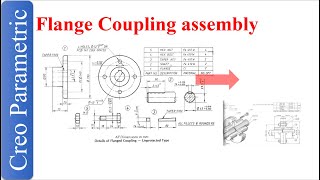 Flange Coupling assembly using creo - Full assembly -PART 1 / 4 Profile