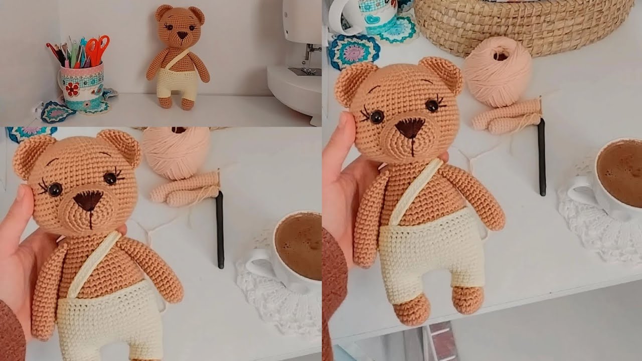 دبدوب 🐻 العسل 🍯اميجرومي كروشيه جزء الأخير خياطه الأجزاء وباترون البدله🩳