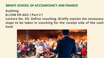 Auditing | B.COM OR ADC (Part 2) | Past papers Solved | Lecture: No 40