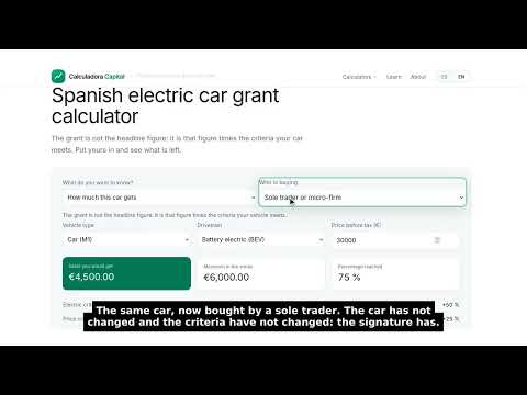 Spanish electric car grant calculator