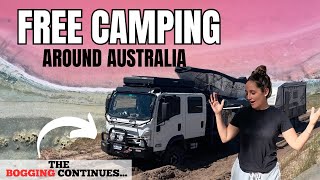 4x4 Isuzu Truck  & CARAVAN  FREE CAMPING on a PINK LAKE/BOGGED/FISHING  Travelling AUSTRALIA