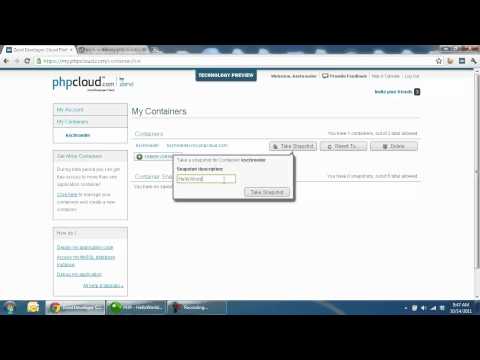 Working with snapshots on phpcloud.com