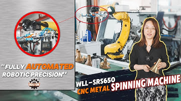 Single-roller CNC metal spinning machine-The WLL-SRS650—paired with a Fanuc robotic arm.