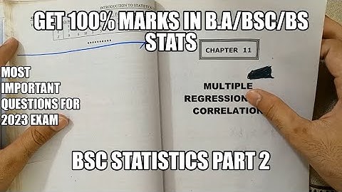 Ch#11 Multiple Regression & Correlation Full Chapter Important Questions For BS/BSC Stats Exam 2023