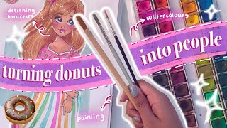 Turning Donuts Into People   || draw and paint with me