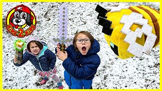 MINECRAFT IN REAL LIFE  KIDS SURVIVE A BEE ATTACK & RESCUE BABY ENDER DRAGON!