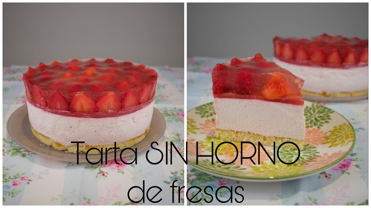 Tarta SIN HORNO de fresas con gelatina transparente | Sweet Shop Victoria