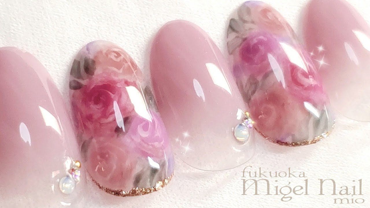 とろけるローズネイルアート♡Rose nailart