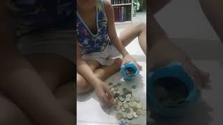 Opening the teddy bear coin bank!
