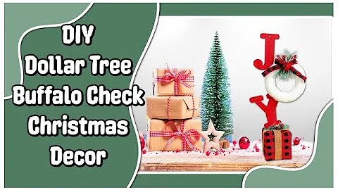DIY Dollar Tree Buffalo Check Farmhouse Christmas Decor | Christmas 2022 | Easy Dollar Tree DIY