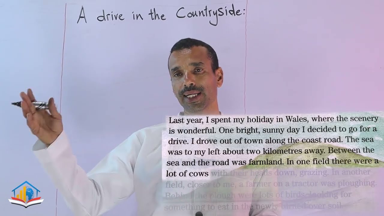 الاستاذ رشاد السميعي  -انجليزي-A Drive in the countryside - المنهج اليمني لطلاب الصف الثالث الثانوي 