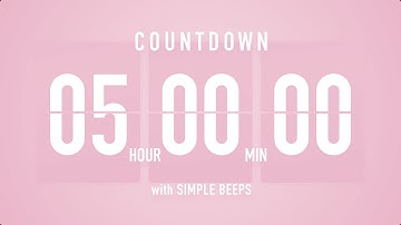 5 Hour Countdown Timer 🌸 Flip Clock with Simple Beeps 🔔