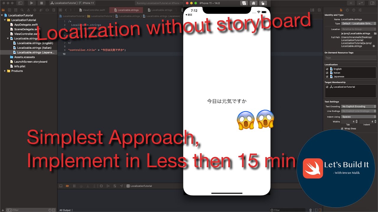 iOS Localization Simplest Tutorial (Without storyboard) 🔥🔥🔥#XCODE12 # ...