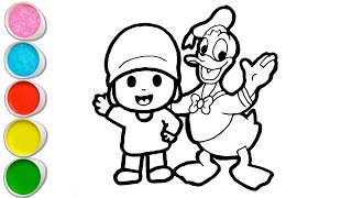 Cute Donald Duck with Pocoyo Drawing, Painting and Coloring For Kids and Toddlers_ Kids Art 