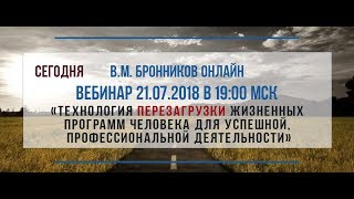 21.07.2018 Вебинар «Технология ПЕРЕЗАГРУЗКИ жизненных программ человека для успешной, проф. деят-ти» 21.07.2018 Вебинар «Технология ПЕРЕЗАГРУЗКИ жизненных программ человека для успешной, проф. деят-ти»