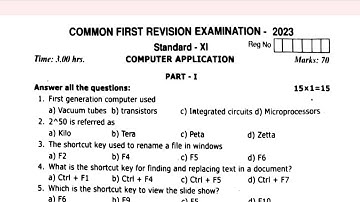 11th Computer Application 1st Revision Test Question Paper with Answer Key 2023|Vjalerts|