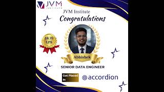 Congratulations to Abhishek | Senior Data Engineer at Accordion | #placementsuccess #jvminstitute