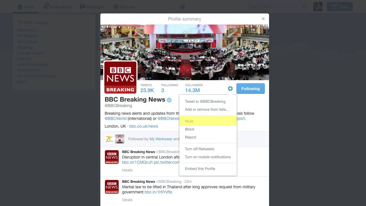 How to mute someone on Twitter YouTube