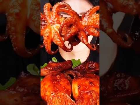 ASMR Spicy Squid Octopus Mukbang Eating Sounds Shorts Shortvideo Asmreating Mukbangeatingsound