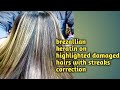 keratin on mettalic dye hairs with correction and neutralizing  of streaks