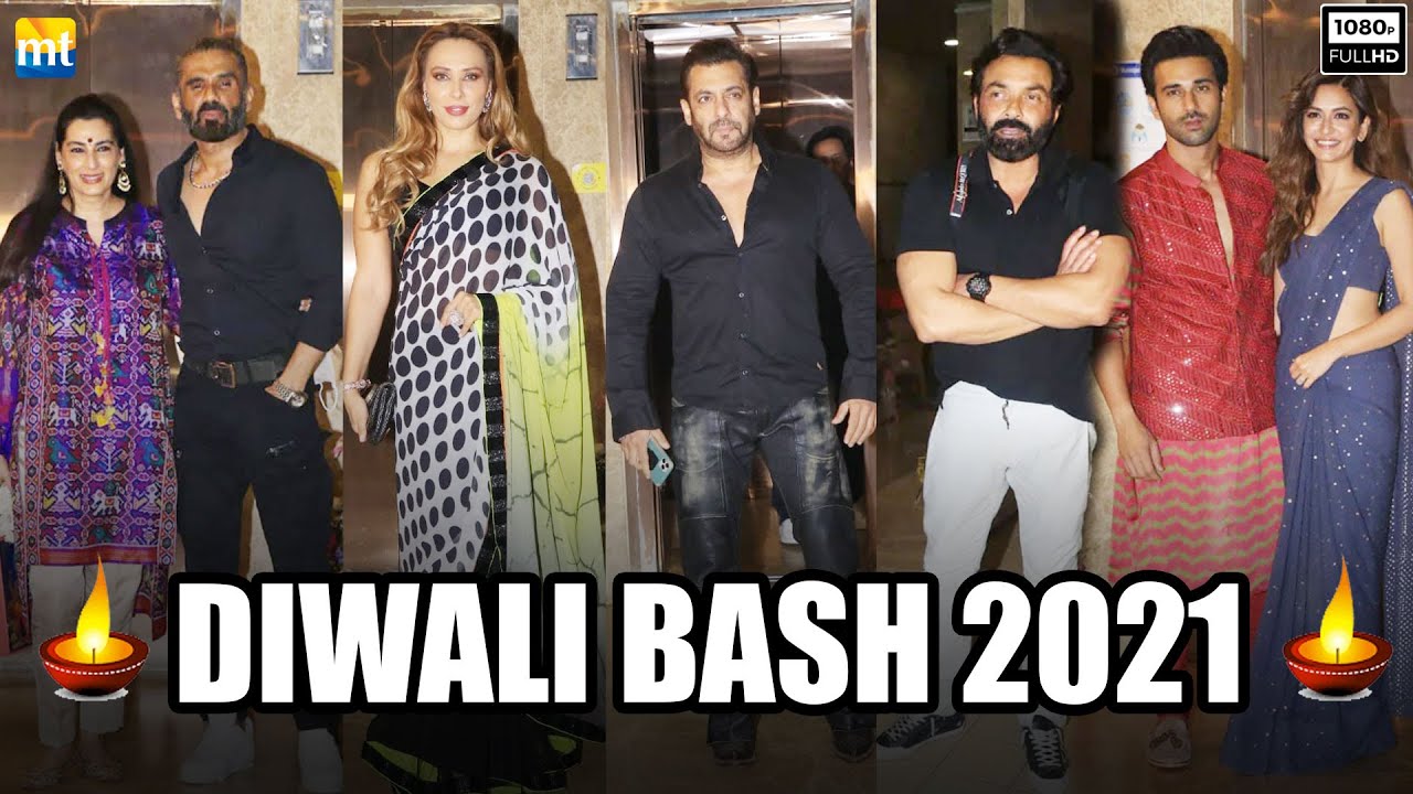 Salman Khan, Iulia Vantur, Bobby Deol, Suniel, Kriti, Pulkit at Ramesh Taurani's Diwali Bash