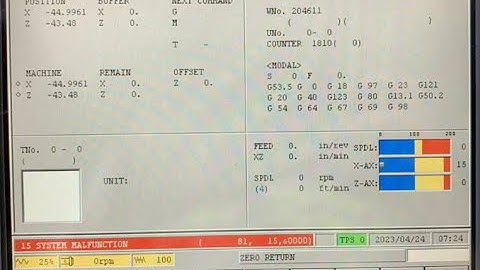 M640T: Alarm 15 System Malfunction