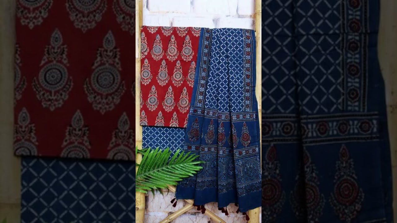 Ajrakh print cotton Suit, Ajrakh Unstitch suit, ajrakh dress material, COD Available, Online sale