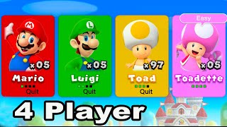 New Super Mario Bros. U Deluxe – 4 Players Walkthrough Co-Op Full Game (All Star Coins)