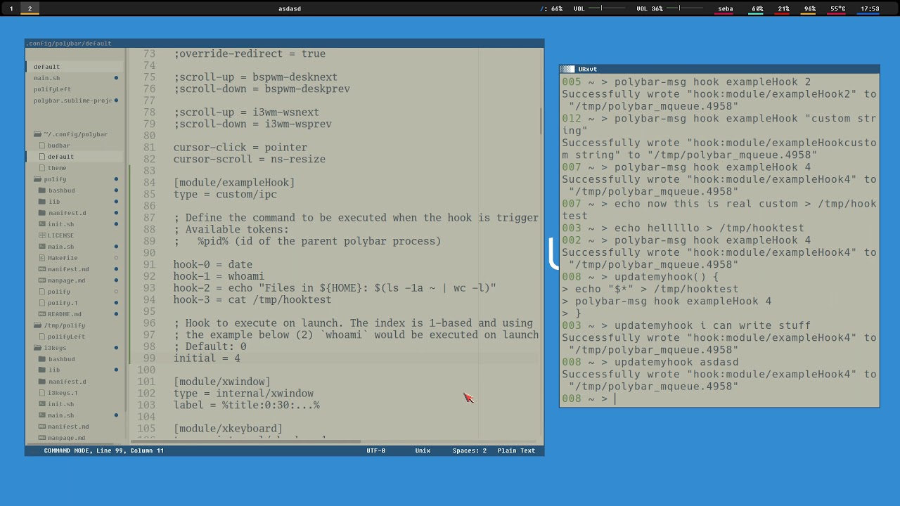 [OC] polify -- POLYBAR (-{[!!]}-) hookmodules for the rice CONNOISEUR ...