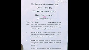 C-Programming || B.C.A 1st Semester (2022-25) Question Paper || #BCA #BRABU #UNIVERSITY #shortvideos