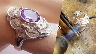 Como hacer un Anillo de plata con técnica de filigrana ( Turning silver filigree wire into a ring )